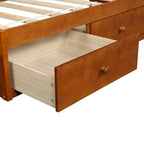 Oak Eco-Friendly Solid Pine Wood Twin Size Platform Storage Bed, 3 Drawers
