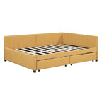 Full Size Upholstered Daybed with 2 Storage Drawers Sofa Bed Frame No Box Spring Needed