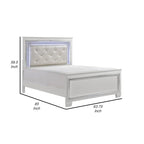 Contemporary Queen Bed, LED Backlit Crystal Tufted Headboard, White