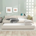 Queen Upholstered Platform Bed with USB and Trundle