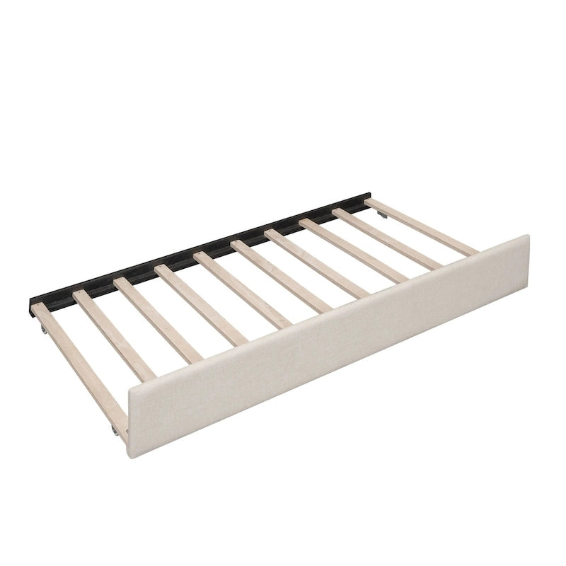 Queen Upholstered Platform Bed with USB and Trundle