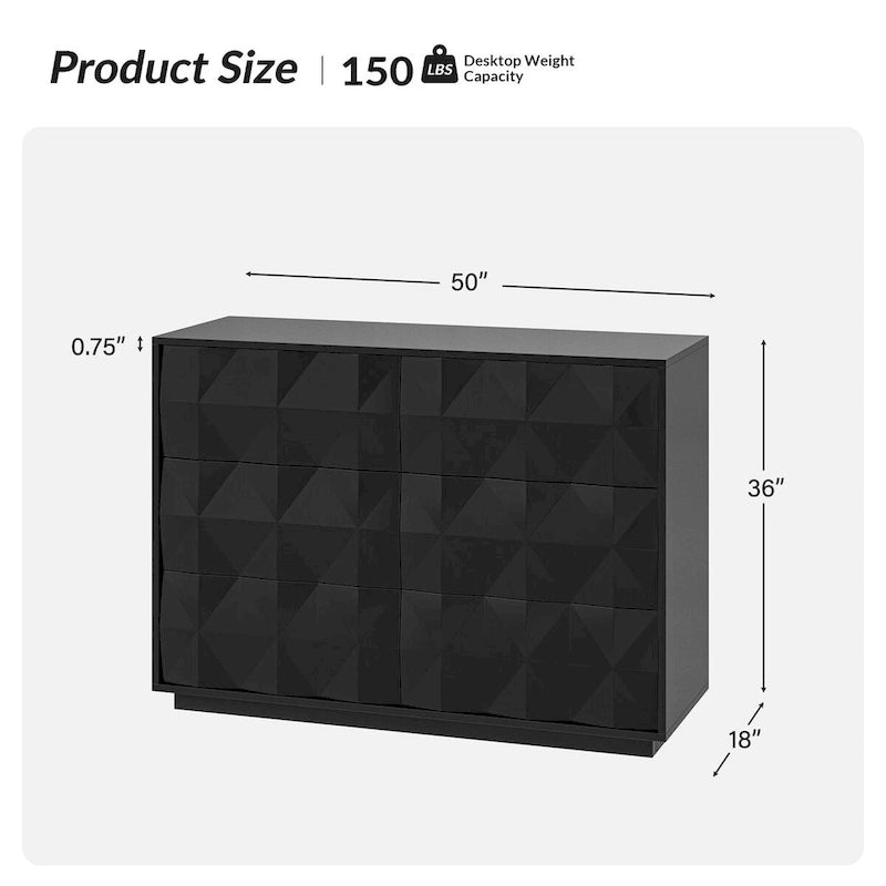 Modern 6-Drawer Dresser by HULALA HOME