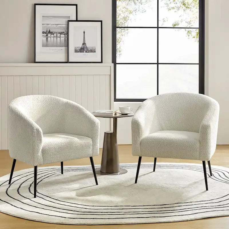 Modern Boucle Armchair with Metal Legs Set of 2 by HULALA HOME