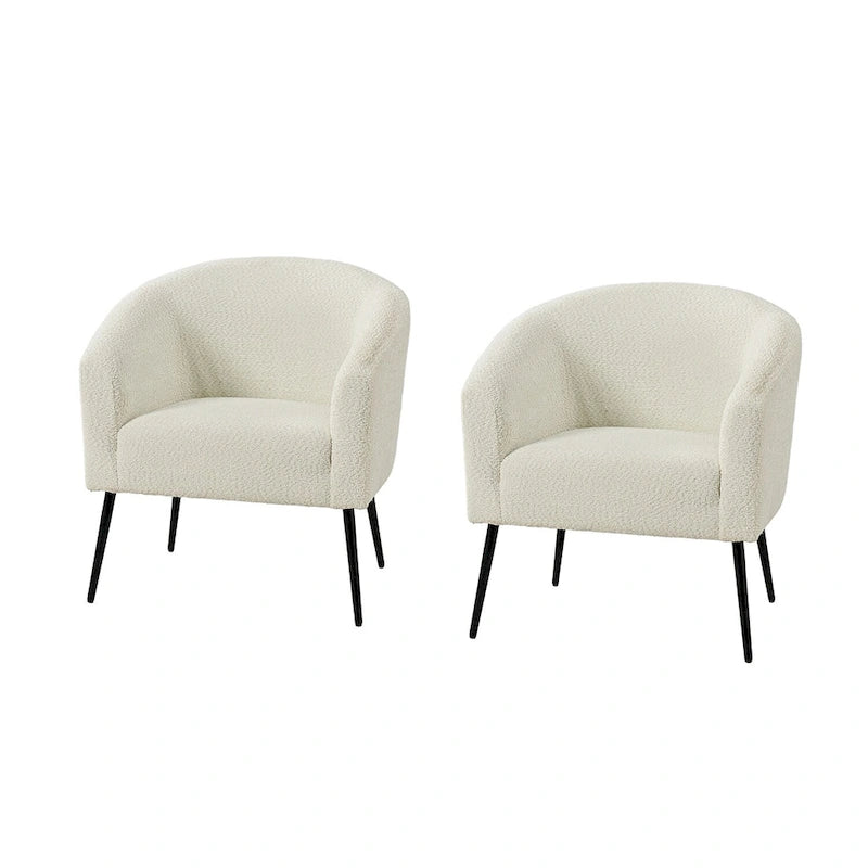 Modern Boucle Armchair with Metal Legs Set of 2 by HULALA HOME