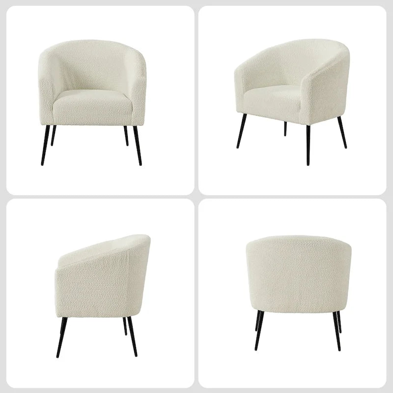 Modern Boucle Armchair with Metal Legs Set of 2 by HULALA HOME