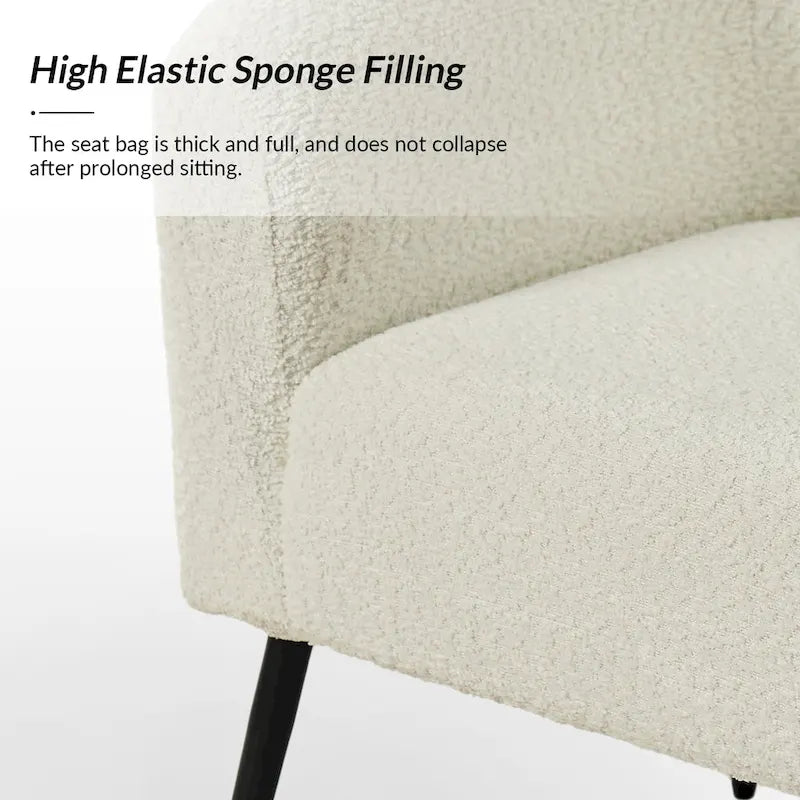 Modern Boucle Armchair with Metal Legs Set of 2 by HULALA HOME