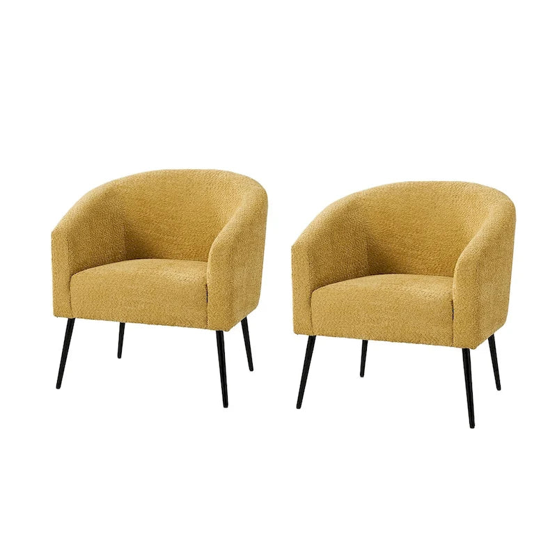 Modern Boucle Armchair with Metal Legs Set of 2 by HULALA HOME