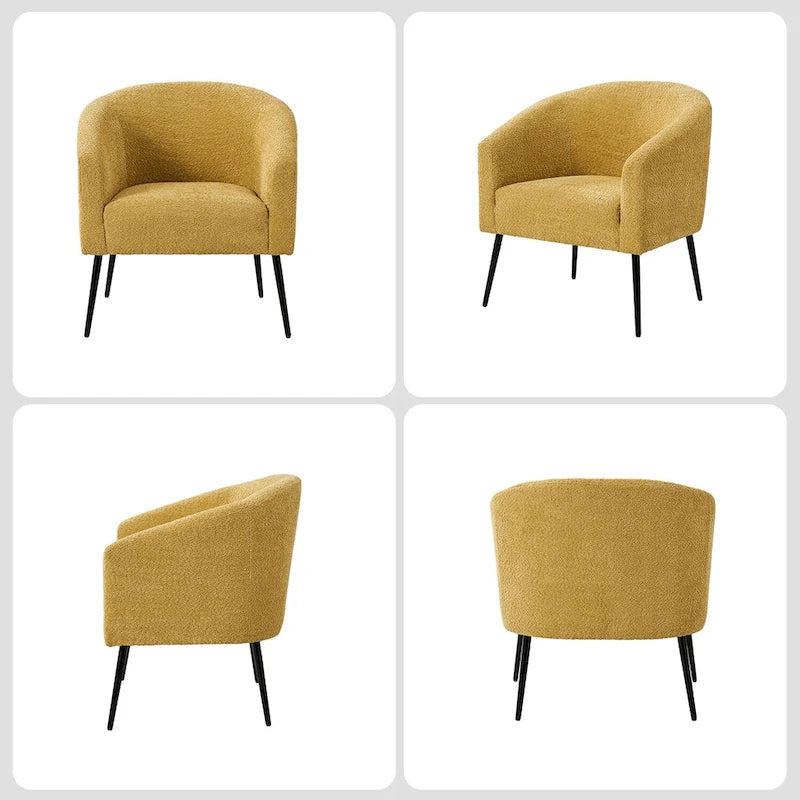 Modern Boucle Armchair with Metal Legs Set of 2 by HULALA HOME