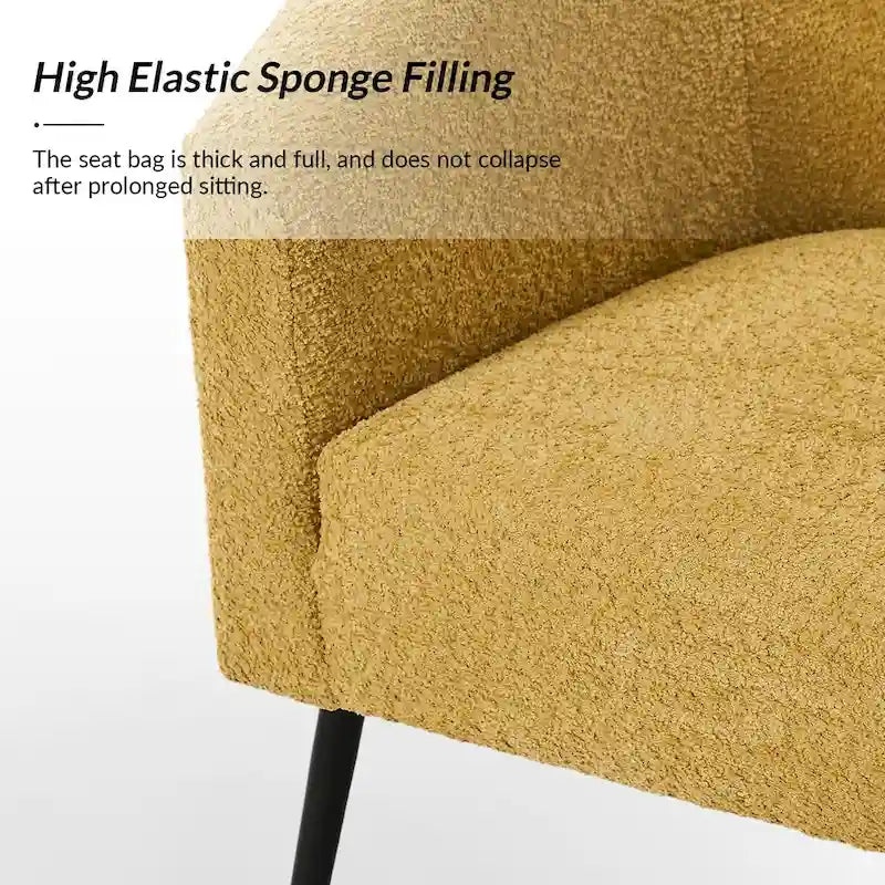 Modern Boucle Armchair with Metal Legs Set of 2 by HULALA HOME