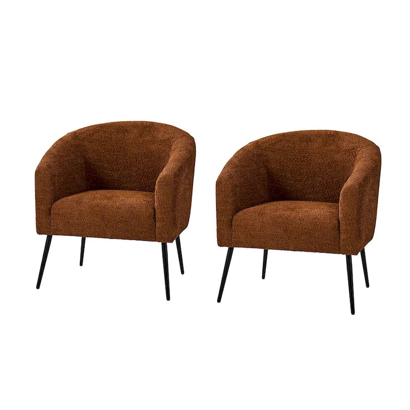 Modern Boucle Armchair with Metal Legs Set of 2 by HULALA HOME