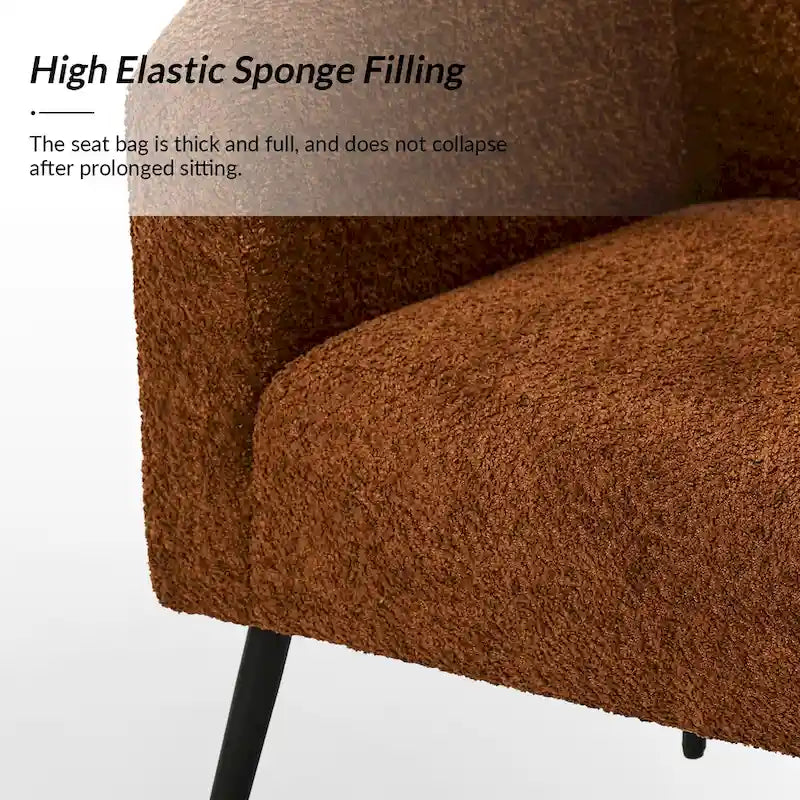 Modern Boucle Armchair with Metal Legs Set of 2 by HULALA HOME