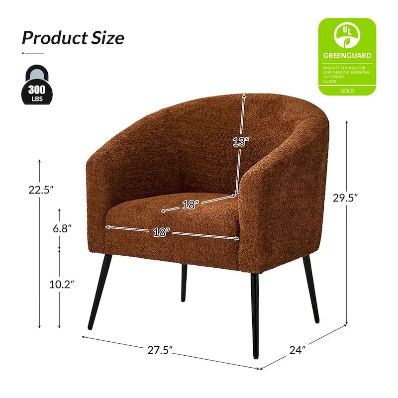 Modern Boucle Armchair with Metal Legs Set of 2 by HULALA HOME