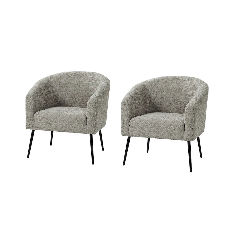 Modern Boucle Armchair with Metal Legs Set of 2 by HULALA HOME