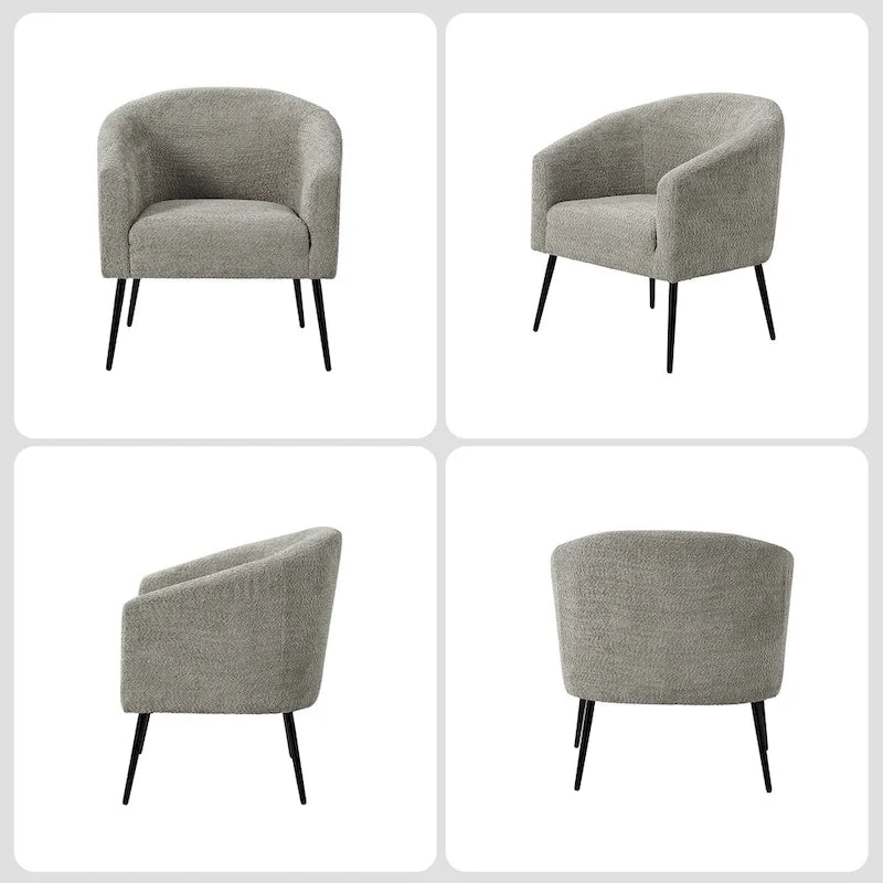 Modern Boucle Armchair with Metal Legs Set of 2 by HULALA HOME