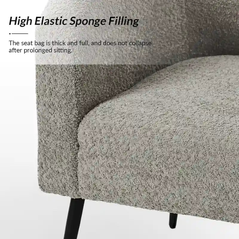 Modern Boucle Armchair with Metal Legs Set of 2 by HULALA HOME