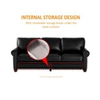 Classic Living Room Nails Sofa Faux Leather for Living Room, Office, Apartment