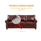 Classic Living Room Nails Sofa Faux Leather for Living Room, Office, Apartment