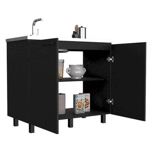 2 Utility Sink with Cabinet, Stainless Steel Countertop, Interior Shelf