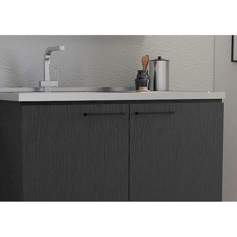 2 Utility Sink with Cabinet, Stainless Steel Countertop, Interior Shelf