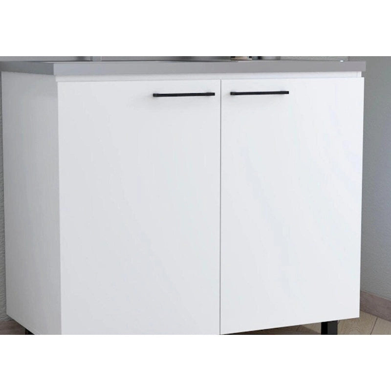 2 Utility Sink with Cabinet, Stainless Steel Countertop, Interior Shelf