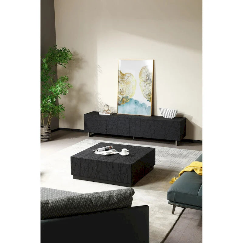 Kenda Modern Black Oak Square Coffee Table With Storage