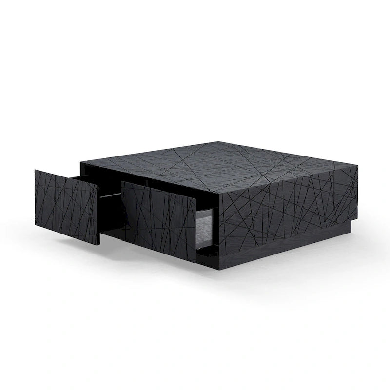 Kenda Modern Black Oak Square Coffee Table With Storage