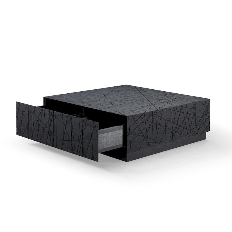 Kenda Modern Black Oak Square Coffee Table With Storage
