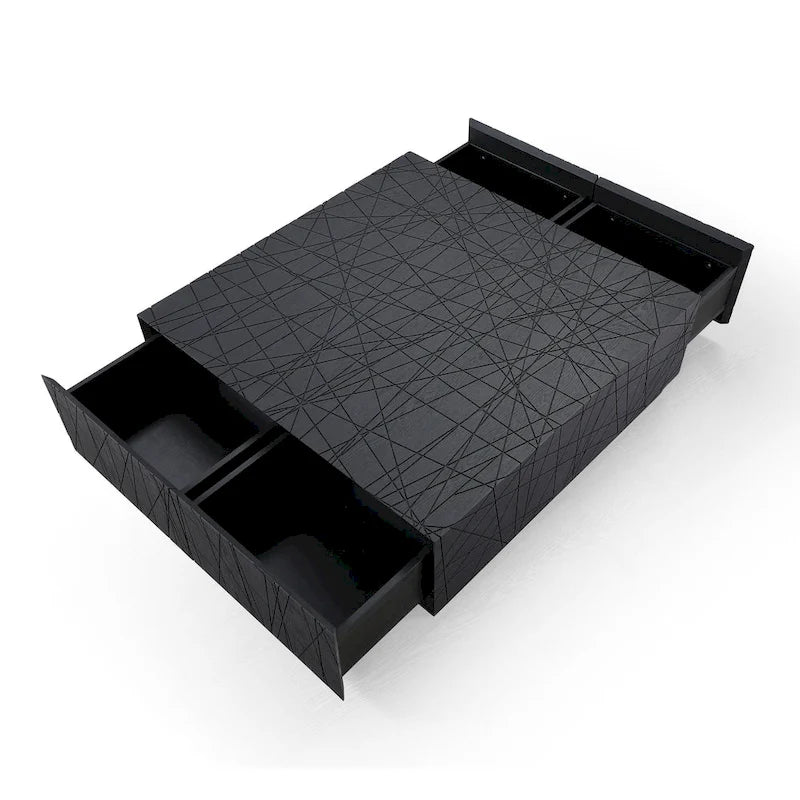 Kenda Modern Black Oak Square Coffee Table With Storage