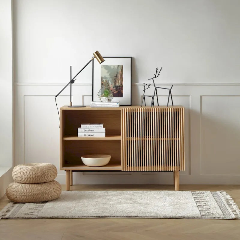 48.in Wood Oak Buffet Sideboard Accent Storage Cabinet