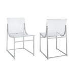 Set of 2 Dining Side Chairs in Clear and Chrome