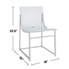 Set of 2 Dining Side Chairs in Clear and Chrome