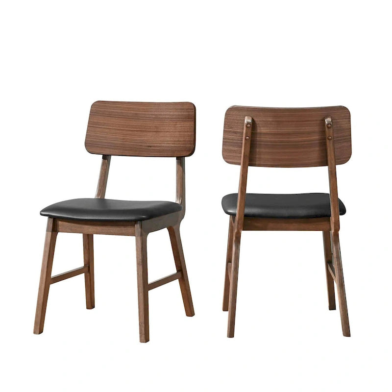 Thea Walnut and Black Side Chair (Set of 2)